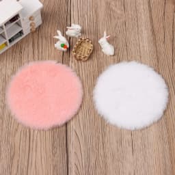 Dollhouse Miniature Furry Round Cloud Shape Plush Floor Rug Carpet Mat Dolls House Living Room Furniture Decoration Accessories
