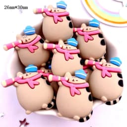 Resin Kawaii Colorful Cartoon Tower Ship Swimming Circle Cat Flatback Stone Sandy Beach Figurine 10PCS Scrapbook DIY Decor Craft