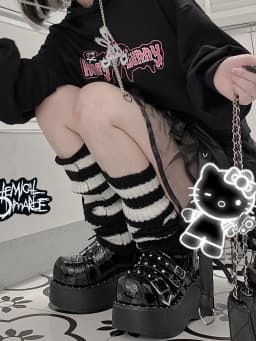 Gothic Women's Striped Leg Warmers Lolita Long Socks Knitted Leggings Japanese Sweets Winter Socks Kawaii Arm Ankle Warmers