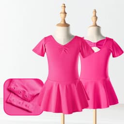 Ballet Dress Gymnastics Leotards for Girls Kids Short Sleeve Ballet Chiffon Skirted Leotards Bowknot Dancewear Ballet Bodysuits