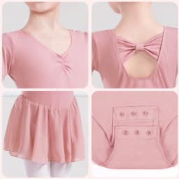 Ballet Dress Gymnastics Leotards for Girls Kids Short Sleeve Ballet Chiffon Skirted Leotards Bowknot Dancewear Ballet Bodysuits