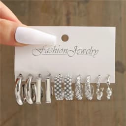 Silver Color Pearl Twist Hoop Earrings Set For Women Jewelry pendientes Vintage Circle Geometric Dangle Earrings Trendy Gifts