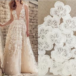 5Pcs White Embroidered Flowers Patches Fabric Applique Sewing Patch Repair For Wedding Bags Headwear Accessories DIY Crafts