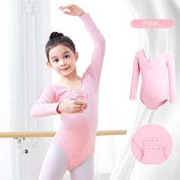 Toddler Girls Ballet Leotards Gymnastics Leotard Dance Bodysuits Cotton Short/Long Sleeve Dance Wear Ballet Bodysuit for Dancing