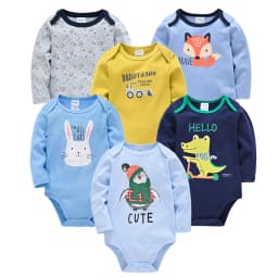 6 PCS 3 PCS Kavkas Baby Boys Girls Bodysuit Long Sleeve 100% Cotton Baby Clothes 0-12 months Newborn body bebe Jumpsuit Clothing