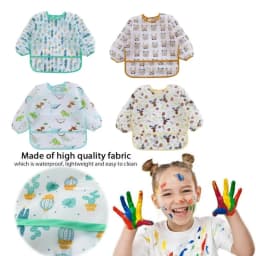 2025New Cute Baby Bibs Children Baby Stuff Toddler Waterproof Long Sleeve Art Smock Feeding Bib Apron for Kids 0-6 Years