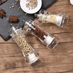 Salt and Pepper Grinder Set, Manual Pepper Mills, Salt Grinder Peppercorn Grinders with Adjustable Coarseness-Clear