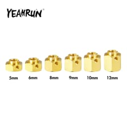 YEAHRUN 5/6/8/9/10/12mm Brass Wheel Hub Hex Extended Adapter for Axial SCX10 III AXI03007 AXI03004 Capra 1/10 RC Crawler Car