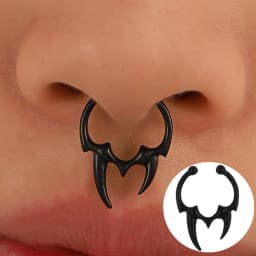 1PCS Crystal Fake Nose Ring Septum Jewelry Non Piercing Bat Fake Nose Ring Septum Cuff Earring Rook Faux Nose Piercing Clip On