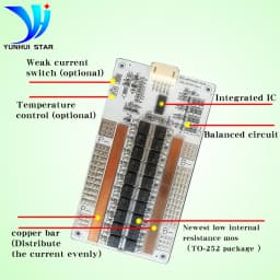 YUNHUI STAR bms 4S 12V 60A Lithium Battery Protection Board with Automatic Balancing Function and use aluminum substrate