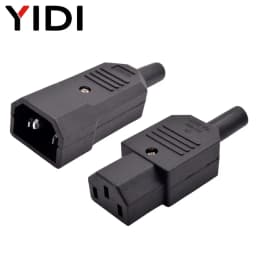 5/10pcs IEC 320 AC Power Connector C13 C14 Rewireable 10A 250V Black Electrical 3 Pin Female Male Straight Cable Plug Socket