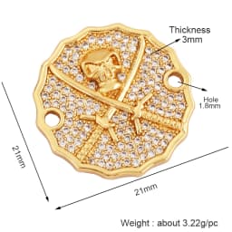 Trendy Star Moon Love Heart Flower Connector,18K Gold Plated CZ Charm Jewelry Findings Bracelet Necklace Accessories Supply M55