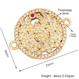 Trendy Star Moon Love Heart Flower Connector,18K Gold Plated CZ Charm Jewelry Findings Bracelet Necklace Accessories Supply M55