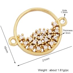 Trendy Star Moon Love Heart Flower Connector,18K Gold Plated CZ Charm Jewelry Findings Bracelet Necklace Accessories Supply M55