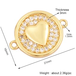 Trendy Star Moon Love Heart Flower Connector,18K Gold Plated CZ Charm Jewelry Findings Bracelet Necklace Accessories Supply M55