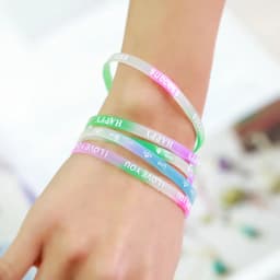 10PCS Child Luminous Silicone Bracelet Candy-Colored Letters Movement Bracelet Fashion Printing Rubber Wrist Strap Baby Jewelry