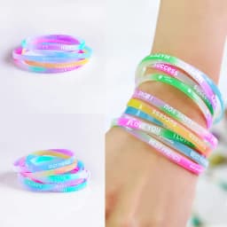 10PCS Child Luminous Silicone Bracelet Candy-Colored Letters Movement Bracelet Fashion Printing Rubber Wrist Strap Baby Jewelry