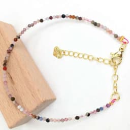 Fashion Faceted Gemstones 2mm Beads Necklace Bracelet Pink Quartz Crystal Tourmaline Agate Choker Men Female Jewelry Party Gift