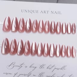 24pcs Glitter Fake Nails Purple Shiny Cat Eye Press On Nails Almond Head Manicure Nail Tips Pink/Blue False Nail Patch For Girl