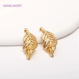 Trendy 14K Gold Plated Curly Leaves Charms,Brass Metal Hollow Leaves Pendants DIY Jewelry Making Accessories Wholesale