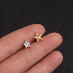 Zircon Ear Piercing For Women Stainless Steel Moon Flower Cartilage Stud Earrings Helix Tragus Rook Flat Piercing Jewelry 1PC