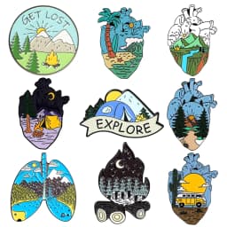 Go Camping Enamel Pin Touring Car Camper Outdoor Tent Brooch Collar Badge Mountain Climbing Adventure Jewelry Gift