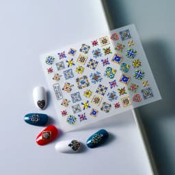5D Embossed Bohemian Pattern Nail Art Stickers Retro Elegant Embroidery Boho Style Flower Nails Decoration Decals Supplies