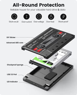 ORICO 2.5'' HDD Enclosure SATA to USB3.0 External Hard Drive Case 5Gbps / 6Gbps Type-C HDD Case With DIY Sticker