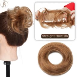 TESS 17g/23g Hair Bun Chignon 100% Human Hair Curly Hair Elastic Donut Ponytail Hair Extensions Wrap Natural Color Hairpiece