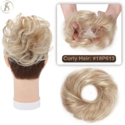 TESS 17g/23g Hair Bun Chignon 100% Human Hair Curly Hair Elastic Donut Ponytail Hair Extensions Wrap Natural Color Hairpiece