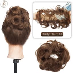 TESS 17g/23g Hair Bun Chignon 100% Human Hair Curly Hair Elastic Donut Ponytail Hair Extensions Wrap Natural Color Hairpiece