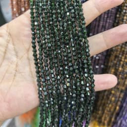 2mm/3mm/4mm Natural Stone Dark Green Black SandStone Sand Round Faceted Beads for Jewellery Making DIY Bead Wholesale