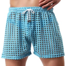 Men's Sexy Big Mesh Hollow Out Boxer Shorts Men Leisure Household Transparent Nets Board Shorts