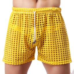 Men's Sexy Big Mesh Hollow Out Boxer Shorts Men Leisure Household Transparent Nets Board Shorts