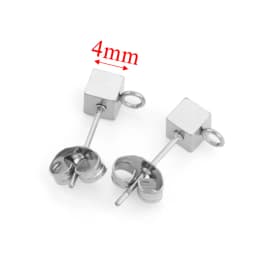 10pcs Stainless Steel Ear Post Studs Round Ball Earring Post Square Earring Plug Findings DIY Earring Jewelry Making Wholesale