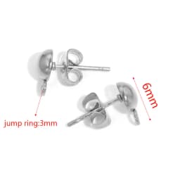 10pcs Stainless Steel Ear Post Studs Round Ball Earring Post Square Earring Plug Findings DIY Earring Jewelry Making Wholesale
