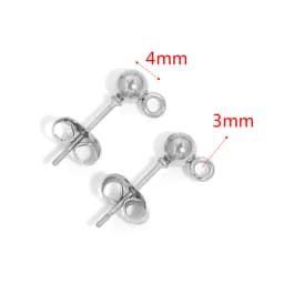 10pcs Stainless Steel Ear Post Studs Round Ball Earring Post Square Earring Plug Findings DIY Earring Jewelry Making Wholesale