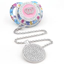 Pacifier Clip Silver Corwn Pacifier Beads Personalized Bling Pacifier Infant Nipple Holder chupetes de lujo