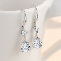 925 Sterling Silver Earrings Blue Crystal Zircon Heart-Shaped Water Drop Earrings For Women Fashion Jewelry Gifts