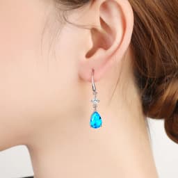 925 Sterling Silver Earrings Blue Crystal Zircon Heart-Shaped Water Drop Earrings For Women Fashion Jewelry Gifts