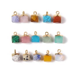 5PCS Natural Faceted Tiny Stone Pendants Charms Geometric Gems Pendant Fit Making Jewelry Necklaces Earrings DIY Accessory