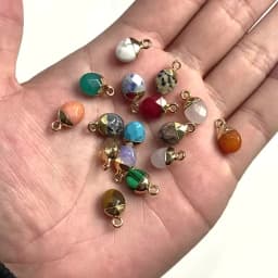 5PCS Natural Faceted Tiny Stone Pendants Charms Geometric Gems Pendant Fit Making Jewelry Necklaces Earrings DIY Accessory