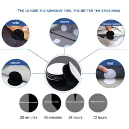 Strong Self Adhesive Hook and Loop Fastener Tape Round Square Carpet Anti Slip Double-side Self-adhesive Nylon Fixed Sticker
