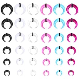 2-6pcs Acrylic C Shape Pincher Tapers Septum Buffalo Taper Expander Nose Ring Plugs Piercing Jewelry with Black O-Rings 4G-00G