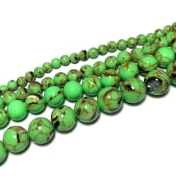 Natural Green Stone Beads Agate Crystal Jade Turquoise Loose Round Spacer Bead for Jewelry Making Diy Bracelet Accessories 15''
