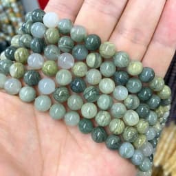 Natural Green Stone Beads Agate Crystal Jade Turquoise Loose Round Spacer Bead for Jewelry Making Diy Bracelet Accessories 15''