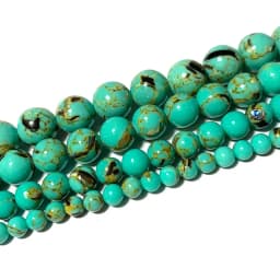 Natural Green Stone Beads Agate Crystal Jade Turquoise Loose Round Spacer Bead for Jewelry Making Diy Bracelet Accessories 15''
