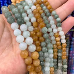 Natural Green Stone Beads Agate Crystal Jade Turquoise Loose Round Spacer Bead for Jewelry Making Diy Bracelet Accessories 15''