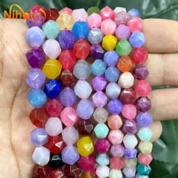 Natural Stone Faceted Turquoise Tiger Eye Stone Jaspers Quartz Agates Loose Spacers Beads for Jewelry Making 14" Inch 6/8/10mm