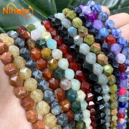 Natural Stone Faceted Turquoise Tiger Eye Stone Jaspers Quartz Agates Loose Spacers Beads for Jewelry Making 14" Inch 6/8/10mm